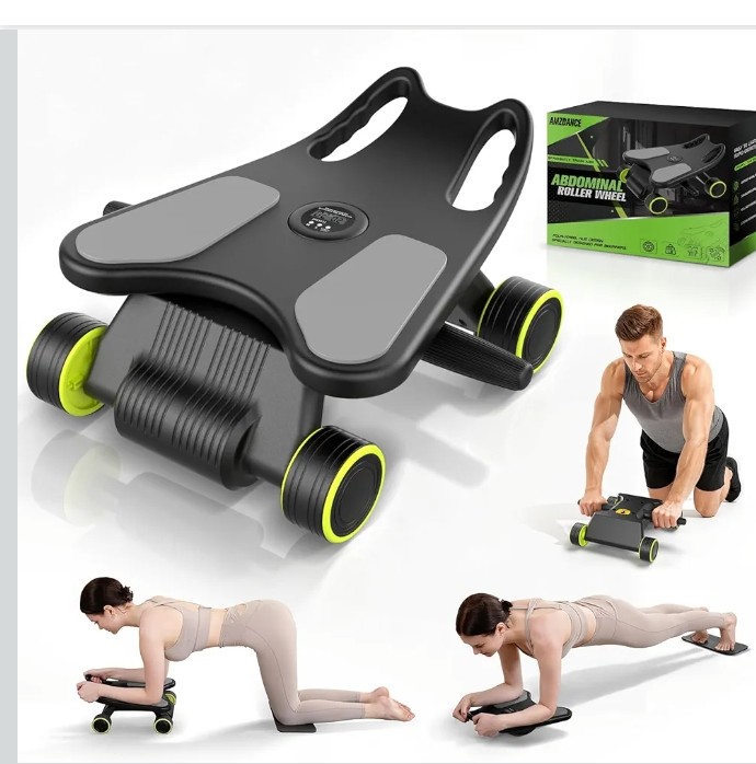 Ab Roller with Elbow Support, Ab Roller Board Core Workout Machine with 4 Wheels