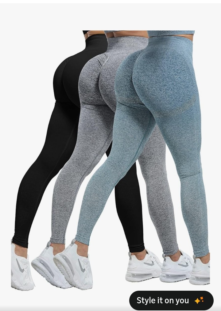 CHRLEISURE Workout Leggings Sets for Women, Gym Scrunch Butt Butt Lifting Seamless Leggings 3 Piece